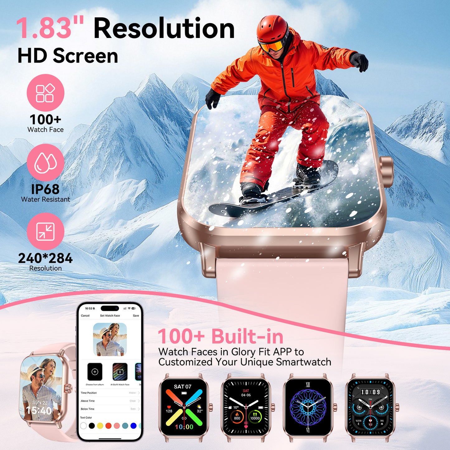 Smart Watch for Men Women, 1.83" HD Touchscreen Fitness Tracker, Smartwatch with Bluetooth Calling, 130+ Sports Modes, Heart Rate Sleep Step Monitor, 5ATM Waterproof, Compatible with iOS & Android