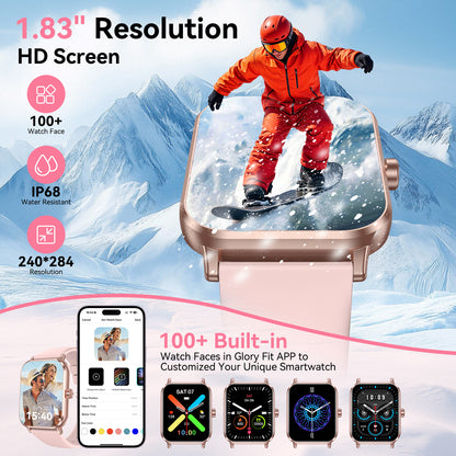 Smart Watch for Men Women, 1.83" HD Touchscreen Fitness Tracker, Smartwatch with Bluetooth Calling, 130+ Sports Modes, Heart Rate Sleep Step Monitor, 5ATM Waterproof, Compatible with iOS & Android