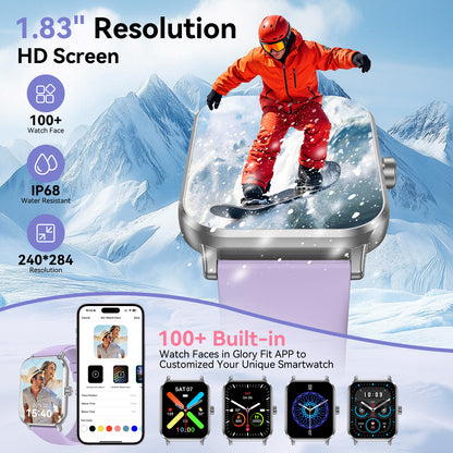 Smart Watch for Men Women, 1.83" HD Touchscreen Fitness Tracker, Smartwatch with Bluetooth Calling, 130+ Sports Modes, Heart Rate Sleep Step Monitor, 5ATM Waterproof, Compatible with iOS & Android
