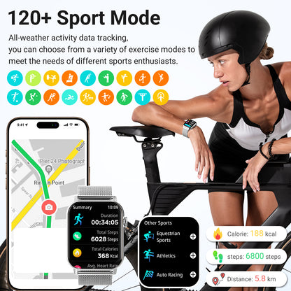 FPZMIU 1.83'' HD Fitness Smart Watch 3 Bands for Men Women, Bluetooth Dial /Answer Calls, 10 Days Standby Time, IP68 Waterproof Fitness Wrist Watch Compatible with iPhone Android