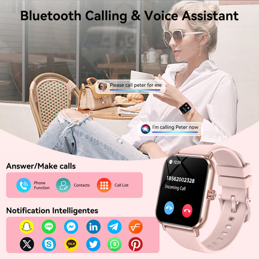 Smart Watch for Men Women, 1.83" HD Touchscreen Fitness Tracker, Smartwatch with Bluetooth Calling, 130+ Sports Modes, Heart Rate Sleep Step Monitor, 5ATM Waterproof, Compatible with iOS & Android