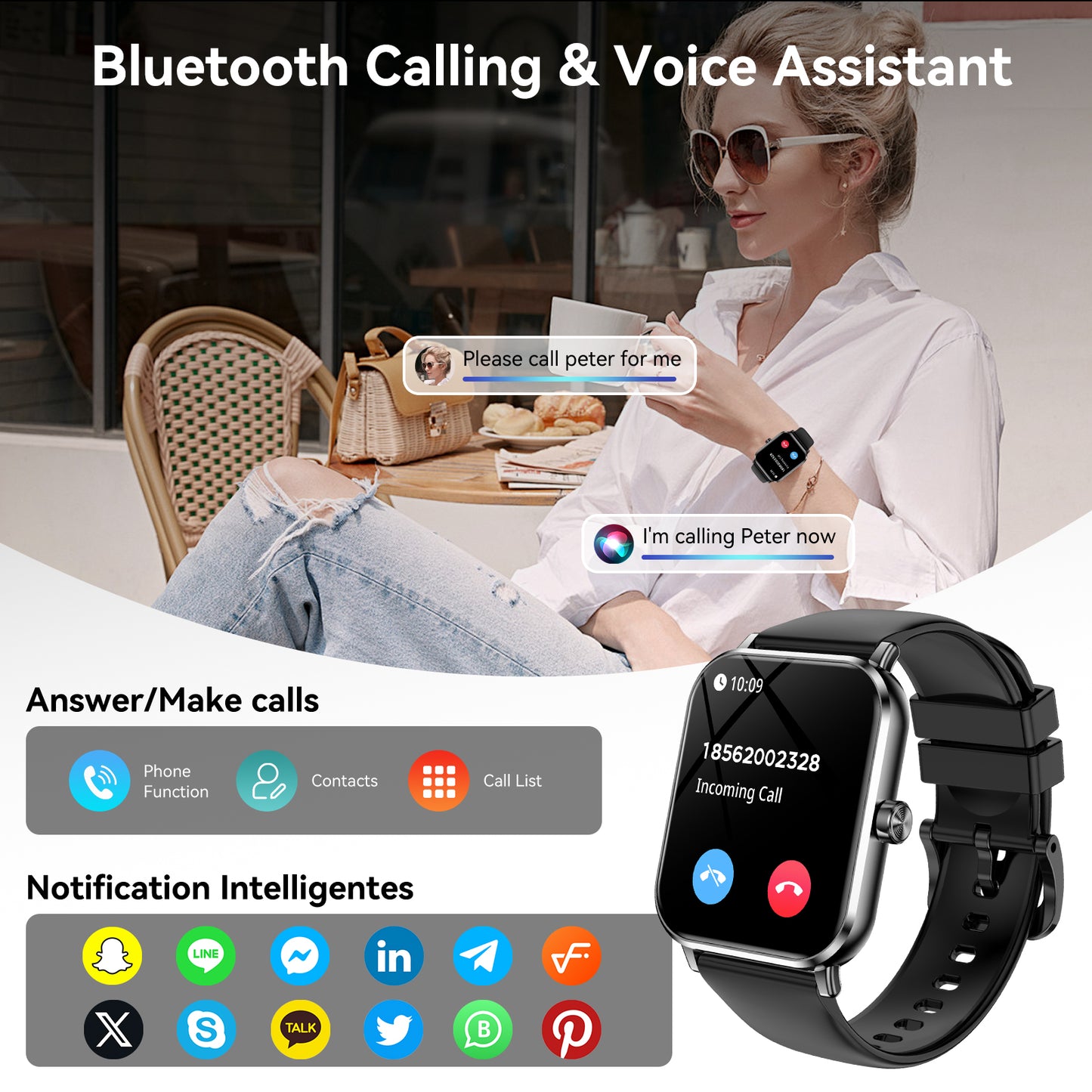 Smart Watch for Men Women, 1.83" HD Touchscreen Fitness Tracker, Smartwatch with Bluetooth Calling, 130+ Sports Modes, Heart Rate Sleep Step Monitor, 5ATM Waterproof, Compatible with iOS & Android