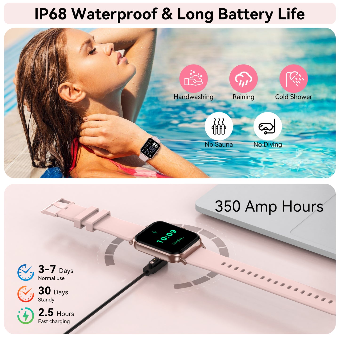 Smart Watch for Men Women, 1.83" HD Touchscreen Fitness Tracker, Smartwatch with Bluetooth Calling, 130+ Sports Modes, Heart Rate Sleep Step Monitor, 5ATM Waterproof, Compatible with iOS & Android