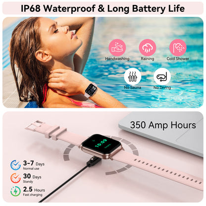 Smart Watch for Men Women, 1.83" HD Touchscreen Fitness Tracker, Smartwatch with Bluetooth Calling, 130+ Sports Modes, Heart Rate Sleep Step Monitor, 5ATM Waterproof, Compatible with iOS & Android