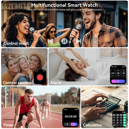 Smart Watch for Men Women, 1.83" HD Touchscreen Fitness Tracker, Smartwatch with Bluetooth Calling, 130+ Sports Modes, Heart Rate Sleep Step Monitor, 5ATM Waterproof, Compatible with iOS & Android