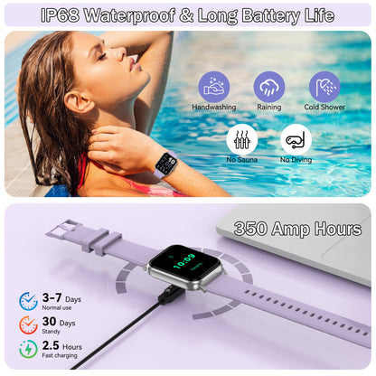 Smart Watch for Men Women, 1.83" HD Touchscreen Fitness Tracker, Smartwatch with Bluetooth Calling, 130+ Sports Modes, Heart Rate Sleep Step Monitor, 5ATM Waterproof, Compatible with iOS & Android