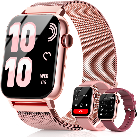 FPZMIU 1.83'' HD Fitness Smart Watch 3 Bands for Men Women, Bluetooth Dial /Answer Calls, 10 Days Standby Time, IP68 Waterproof Fitness Wrist Watch Compatible with iPhone Android