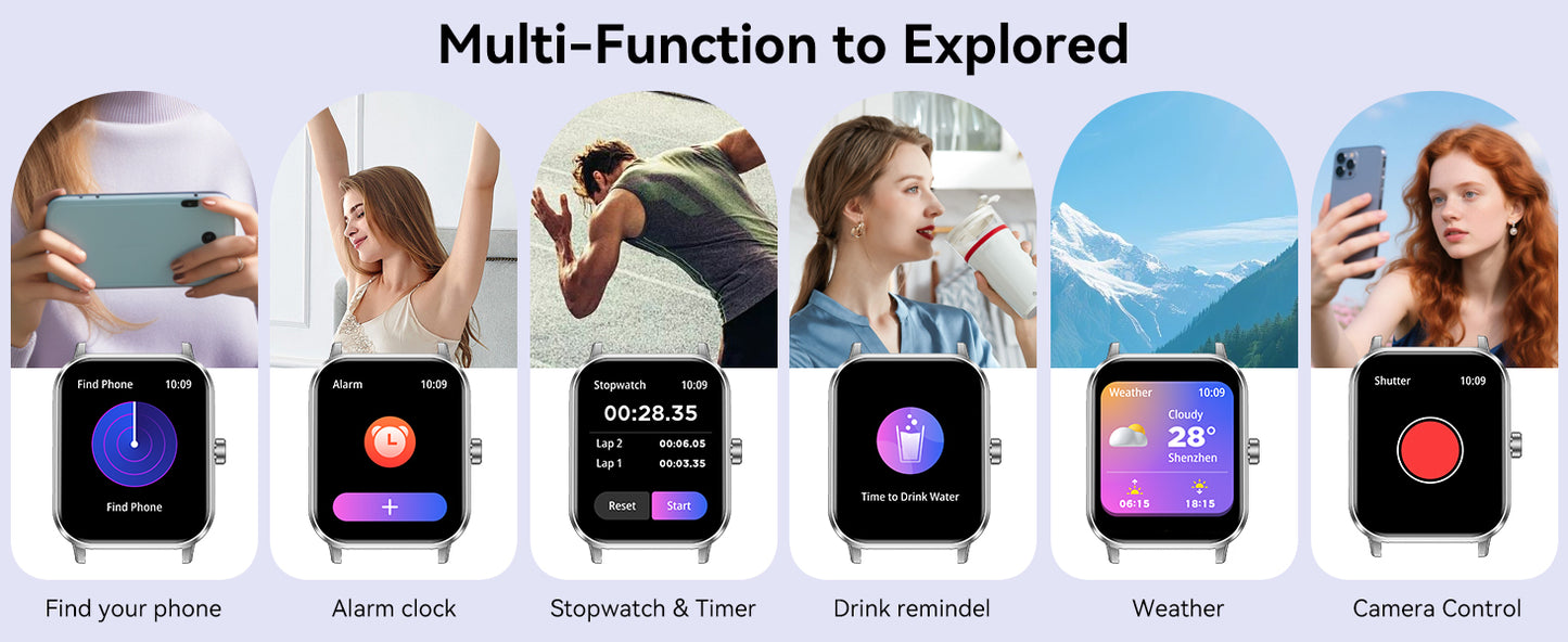Smart Watch for Men Women, 1.83" HD Touchscreen Fitness Tracker, Smartwatch with Bluetooth Calling, 130+ Sports Modes, Heart Rate Sleep Step Monitor, 5ATM Waterproof, Compatible with iOS & Android
