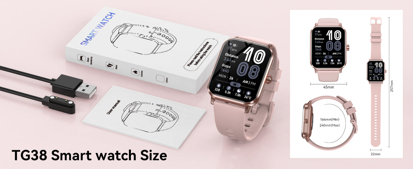 Smart Watch for Men Women, 1.83" HD Touchscreen Fitness Tracker, Smartwatch with Bluetooth Calling, 130+ Sports Modes, Heart Rate Sleep Step Monitor, 5ATM Waterproof, Compatible with iOS & Android